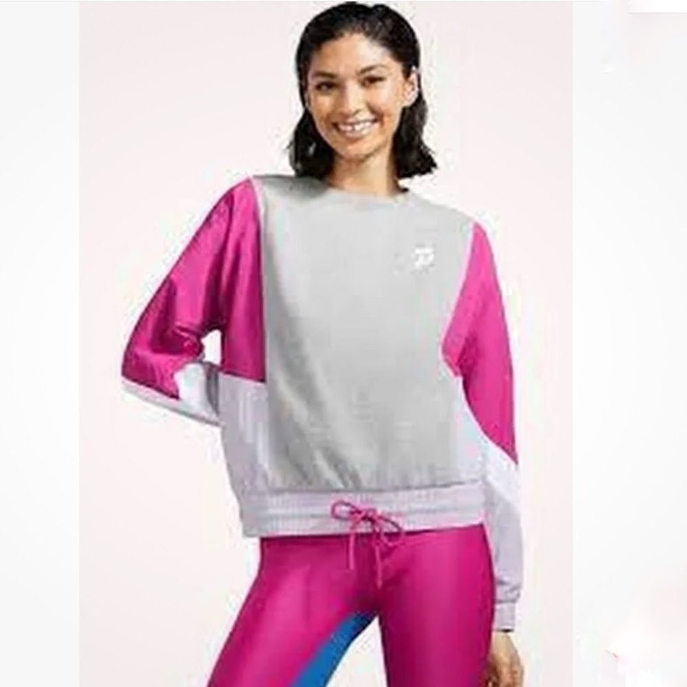 Peloton Pink Chic Fabric Mix Pullover Top Nwt